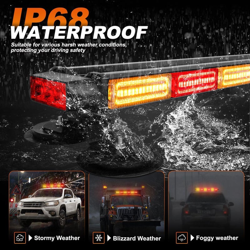 ASPL 26inch 126 LED Rooftop Emergency Strobe Lights Bar Double Side Flashing Safety Warning Traffic Advisor Light Bar Hazard Snow Plow Light for Work Trucks Vehicles Construction Tow Pickup(Amber/Red) - Image 4